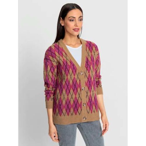 Veste  Losanges Tricot Jacquard De Qualit - Rick Cardona - Chamois-Fuchsia  Motifs