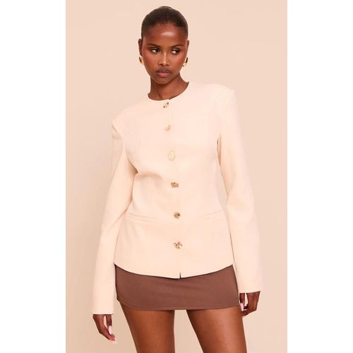 Veste Ajuste Beige  Col Rond Et Boutons Varis, Beige