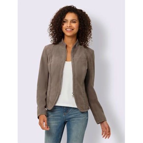 Veste En Cuir Cuir Velours De Chvre - Linea Tesini - Taupe