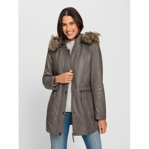 Veste En Cuir Pur Cuir D'agneau Nappa - - Taupe Fonc