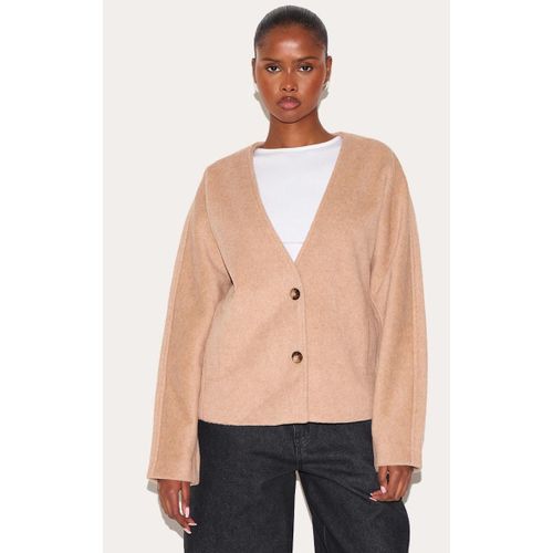 Veste En Effet Laine Caf Au Lait  Col En V Et Boutons, Caf Au Lait