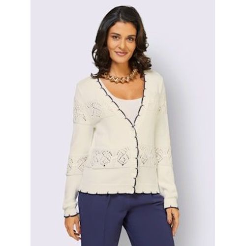 Veste En Tricot Ajour Avec Motif Ajour - Creation L - cru