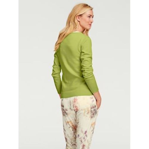 Veste En Tricot Fin Style Cardigan - Linea Tesini - Vert Kiwi