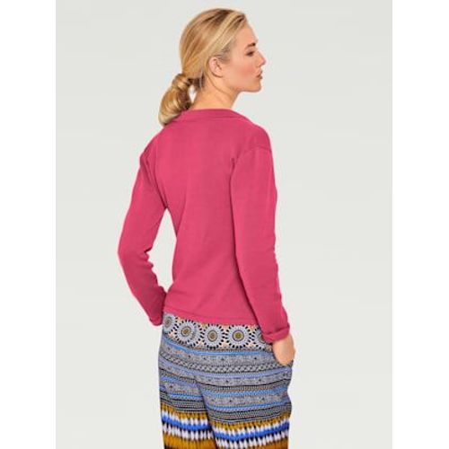 Veste En Tricot Fin Superbe Basique Avec Poches Plaques - Linea Tesini - Fuchsia