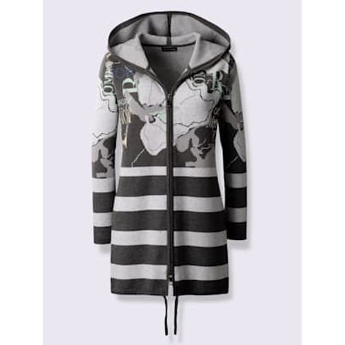 Veste En Tricot Jacquard Mlange De Viscose Doux - Creation L - Graphite-Gris Clair  Motifs