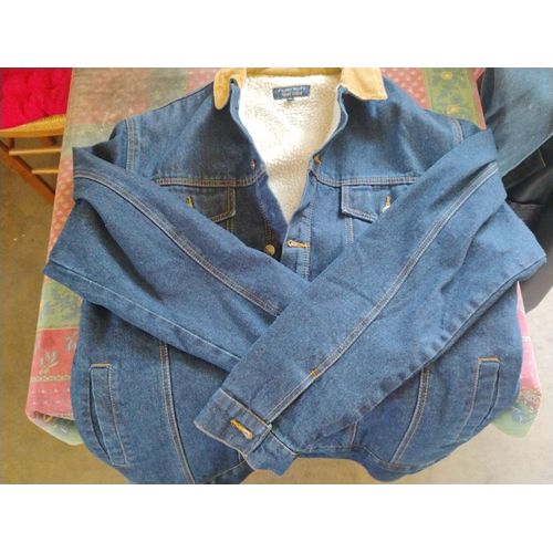 Veste Hiver En Jean Bleu Marine , Intrieur Laine.