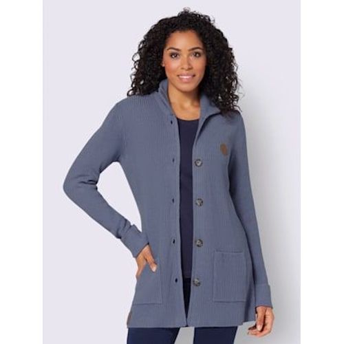 Veste Longue En Tricot 50% Viscose - Collection L - Bleu Tourterelle