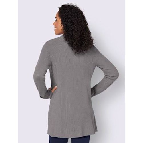 Veste Longue En Tricot 50% Viscose - Collection L - Gris Pierre