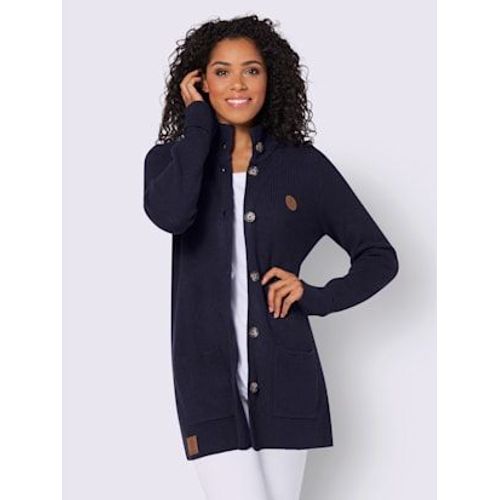 Veste Longue En Tricot 50% Viscose - Collection L - Marine