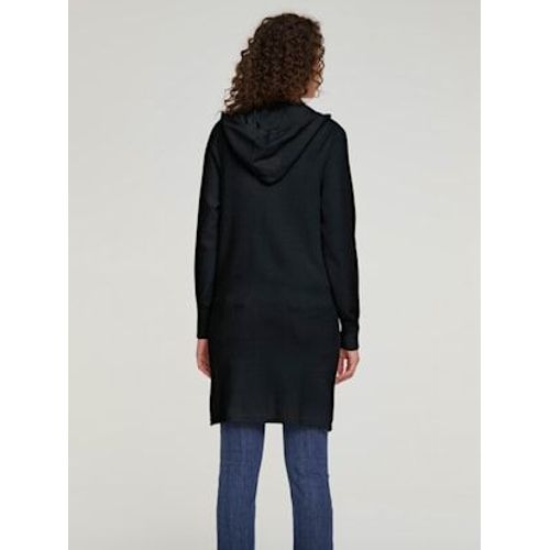 Veste Longue En Tricot Style Cardigan - Linea Tesini - Noir