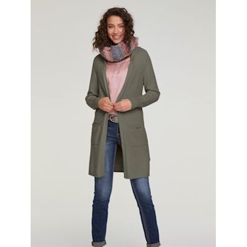 Veste Longue En Tricot Style Cardigan - Linea Tesini - Vert Olive