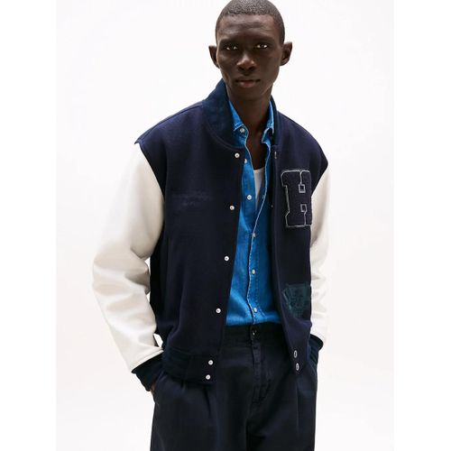 Veste Universitaire Dcontracte En Laine Leather Varsity Jacket/Navy Blue - Xl