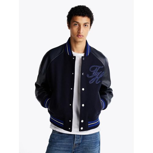 Veste Universitaire En Pure Laine Wool Varsity Jacket/Navy Blue - S