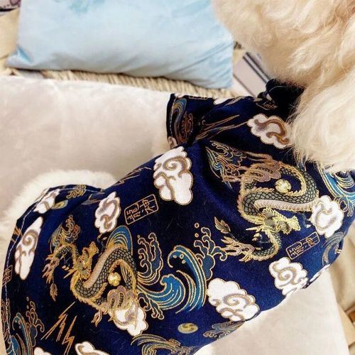 Vtements Pour Animaux De Compagnie Tang Imbibs De Style Nouvel An Chinois,Sweat  Capuche Pour Chien,Veste Confortable,Manteau En mail Chaud Pour Chat,Grenouillre D'hiver - Type L-M