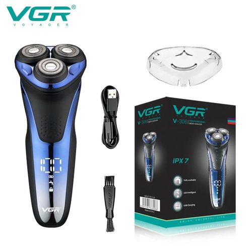 Vgazelectric Rasoir Professionnel tanche Barbe Tondeuse 3d Flottant Rasage Rechargeable lectrique Pour Hommes V-306-Bleu