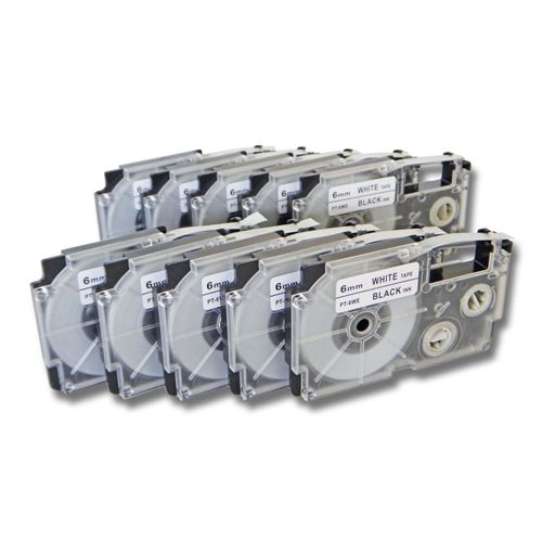 vhbw 10 x Cassettes  ruban 6cmm pour Casio KL-8200, KL-C500, KL-P1000. Remplace: Casio XR-6WE1, XR-6WE.
