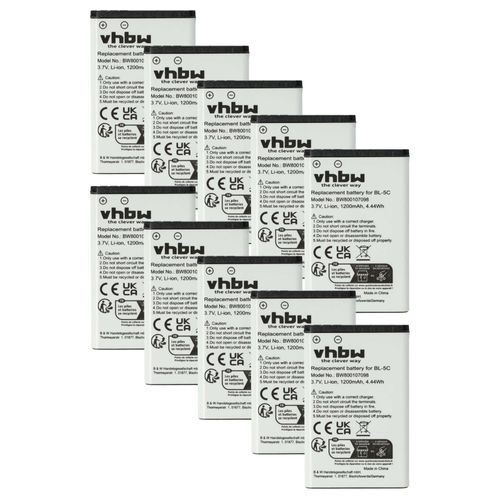 Vhbw 10x Batterie Compatible Avec Jacob Jensen T10 Dect, T80 Dect Tlphone Portable (1200mah, 3,7v, Li-Ion)