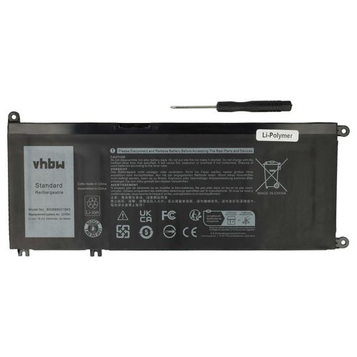vhbw 1x Batterie compatible avec Dell Inspiron 17 7786 2-in-1, 17 7779 2-IN-1, 17-7786, 17-7779 ordinateur portable (2300mAh, 15,2V, Li-polymre)