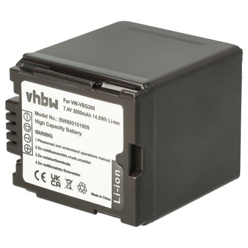 vhbw 1x Batterie compatible avec Panasonic HDC-HS700, HDC-SD100, HDC-HS9 camra vido camscope (2000mAh, 7,2V, Li-ion) avec puce d'information