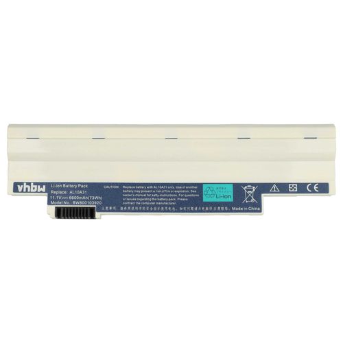 vhbw 1x batterie ordinateur portable (6600 mAh, 11,1 V, Li-Ion, blanc) compatible avec Packard Bell Dot S/B-017UK, S2 SII, S E2 SPT, SE/R-111UK, S/B-003 IT