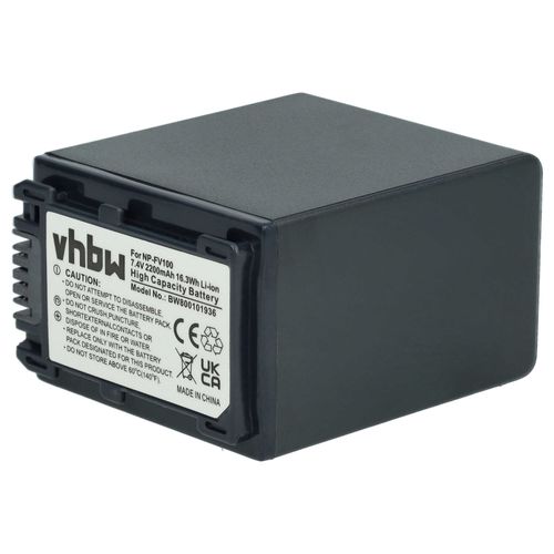 vhbw 1x Batterie remplacement pour Sony NP-FV50, NP-FV60, NP-FV70 pour camra vido camscope (2200mAh, 7,2V, Li-ion) avec puce d'information