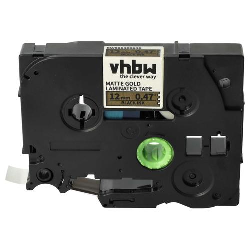 Vhbw 1x Ruban Compatible Avec Brother Pt Pt-Rl-700s, Pt-St-5, Pt-H75, Pt-H75s, Pt-P700 Imprimante D'tiquettes 12mm Noir Sur Or Mat