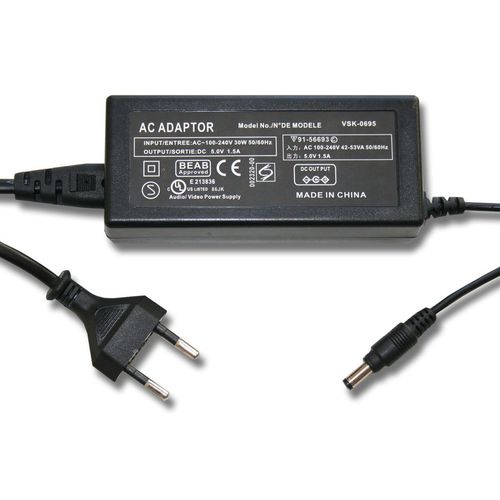 vhbw 220V Bloc d'alimentation, chargeur pour camra Panasonic HC-V10, HC-V100, HC-V11, HC-V500, HC-V700, HC-V707 comme VSK0695, 6AS93502, etc..