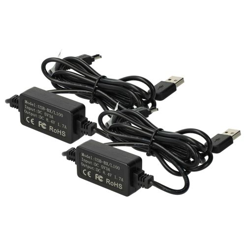 vhbw 2x Alimentation USB compatible avec Sony camscope DCR-TRV950E, DCR-TRV940E, DCR-VX1000, DCR-VX2100, DCR-VX2000 appareil photo numrique