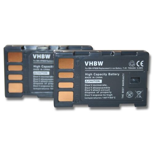 vhbw 2x Batterie compatible avec JVC GZ-MS130BEU, GZ-MS130, GZ-MS90, GZ-MS90EU camra vido camscope (750mAh, 7,4V, Li-ion) avec puce d'information