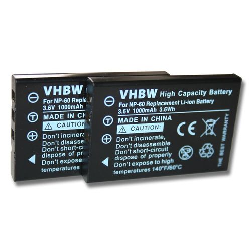vhbw 2x Batterie remplacement pour Traveler A1812A, CGA-S301, CGA-S302A, CGA-S302A/1B, 02491-0017-00 pour appareil photo (1000mAh, 3,6V, Li-ion)