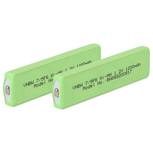 vhbw 2x Cellules de batterie remplacement pour Philips AY3365 pour baladeur CD, MiniDisc (1100mAh, 1,2V, NiMH), bouton Top, 7/5F6