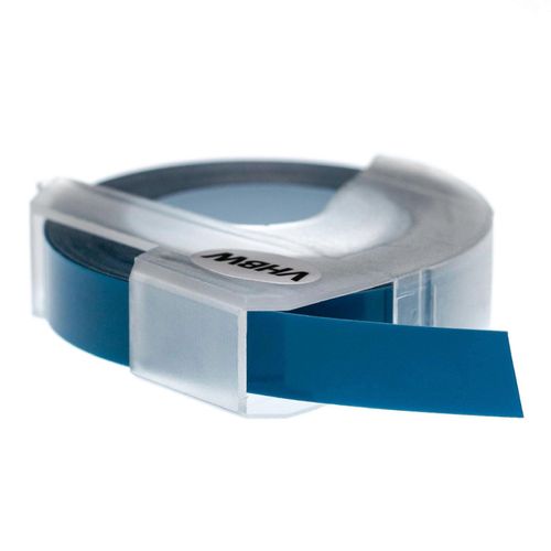 Vhbw 3d Embossing Tape Cassette D'tiquetage Compatible Avec Dymo Label Buddy 20008, Mini, Maxi 1755 Imprimante D'tiquettes 3m X 9mm Blanc Sur Bleu Fonc