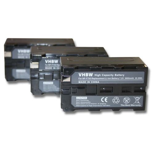 vhbw 3x Batterie compatible avec Sony CCD-TR215, CCD-SC5, CCD-SC55, CCD-SC65, CCD-TR1, CCD-TR200 camra vido camscope (3600mAh, 7,2V, Li-ion)