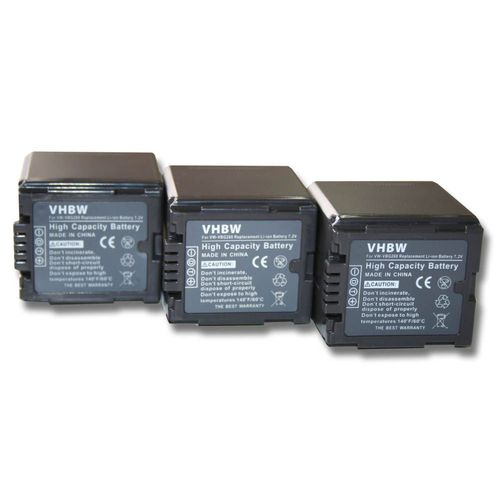 vhbw 3x Batteries compatible avec Panasonic HDC-TM700, NV-GS320, NV-GS330 camra vido camscope (2000mAh, 7,2V, Li-ion) avec puce d'information