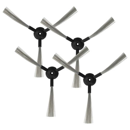 vhbw 4x Brosse latrale compatible avec Hoover Robo.com2 robot aspirateur - Lot de brosses, gris / noir