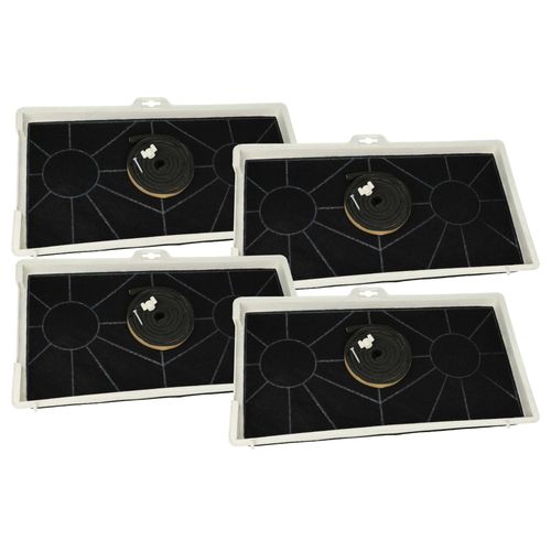 vhbw 4x Filtres  charbon actif compatible avec Constructa CD77130/05, CD77130/04, CD77130/03, CD77130/02 hotte aspirante + bague de fixation
