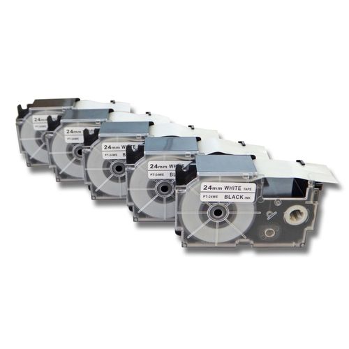 Vhbw 5 X Cassette  Ruban 24mm Pour Casio Cw-L300, Kl-200e, Kl-7400, Kl-8100, Kl-820, Kl-8200, Kl-C500 Remplace Casio Xr-24we1, Xr-24we.