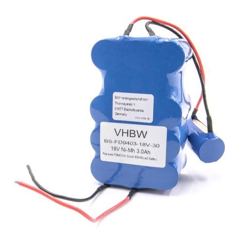 vhbw Batt. 3000mAh,18V,NiMH compatible avec Bosch BBHMOVE6/04,BBHMOVE4/01,BBHMOVE4/02,BBHM1CMGB/01,BBHMOVE5/04,BBHMOVE5/03,BBHMOVE5N/01,BBHMOVE6N/01