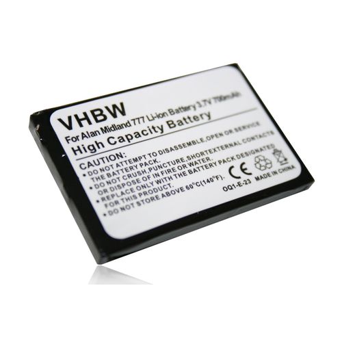 vhbw Batterie compatible avec Alan / Midland 777, PMR446, PMR446+ radio, talkie-walkie (700mAh 3,7V Li-Ion) - Remplacement pour Alan FB-777