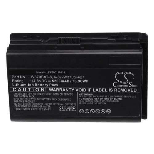 vhbw Batterie compatible avec Clevo NP6370, P370EM, W350ET, W350ETQ, W350ST, W350STQ, W355SS, W355SSQ ordinateur portable (5200mAh, 14,8V, Li-ion)