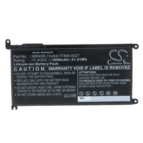 vhbw Batterie compatible avec Dell Inspiron 15-7580-D2725S, 15 7586, 17 3000 3780, 17 5770-0357 ordinateur portable Notebook (3650mAh, 11,4V, Li-ion)