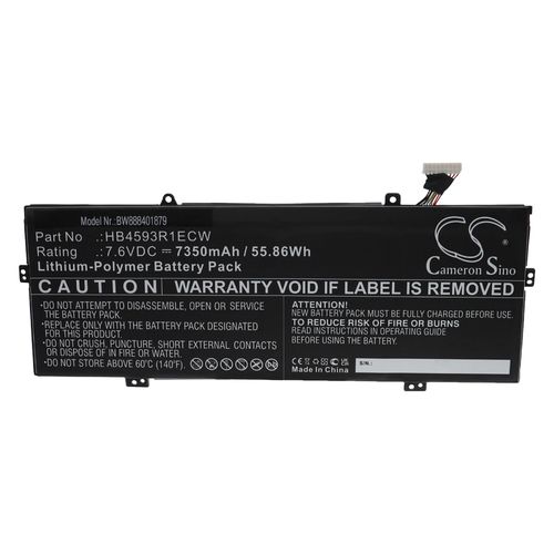 vhbw Batterie compatible avec Huawei MateBook X Pro i5-8250U 8GB, X Pro i7, X Pro i7-8550U 16GB ordinateur portable (7350mAh, 7,6V, Li-polymre)