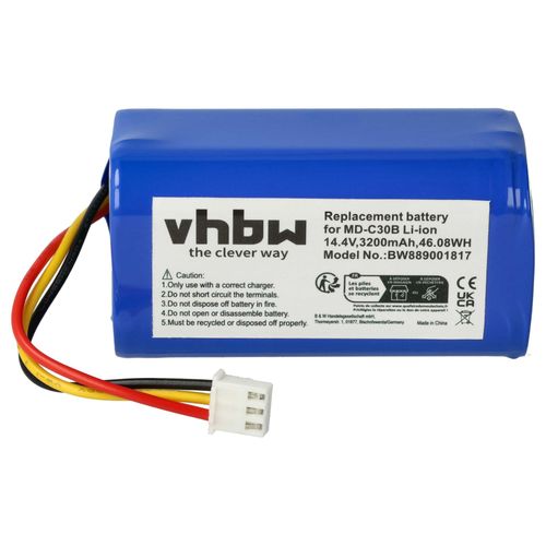 vhbw Batterie compatible avec iHome Eclipse AutoVac, iHRV2 robot lectromnager (3200mAh, 14,4V, Li-ion)