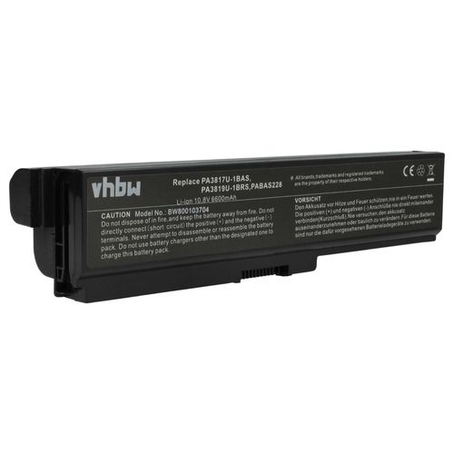 vhbw Batterie compatible avec Toshiba Satellite L735-S3220RD, L735-S3370, L735-S3350, L735-S3221 ordinateur portable (6600mAh, 11,1V, Li-ion)