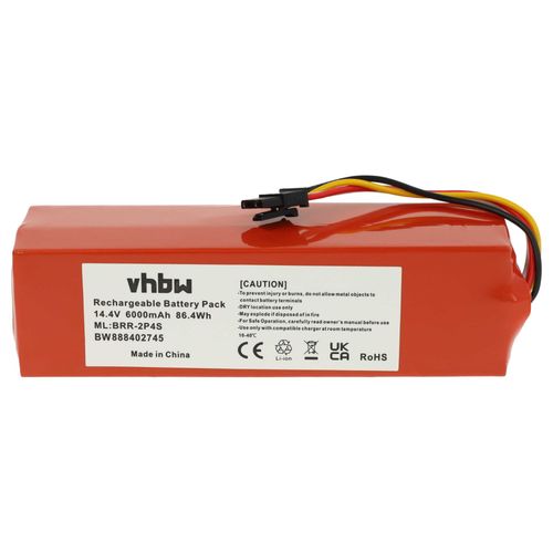 vhbw Batterie compatible avec Xiaomi Roborock S5 Max, S5 MAX S5E52-00 Rubys-L, S5 MAX S5E02-00 Rubys-L aspirateur (6000mAh, 14,4V, Li-ion)