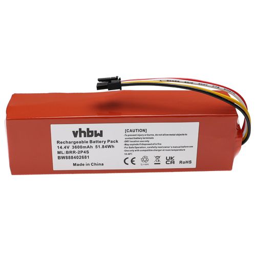 vhbw Batterie compatible avec Xiaomi Roborock S6 MaxV, S60, S65, S6 Max, S5 S55 S552-00 Ruby-S, S6 robot lectromnager (3600mAh, 14,4V, Li-ion)