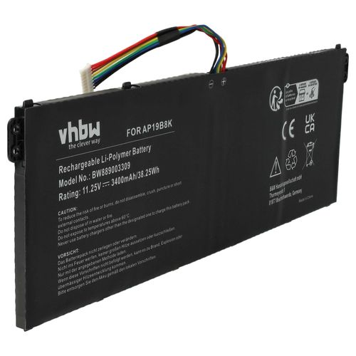 vhbw Batterie ordinateur portable (3400 mAh, 11,25 V, Li-Polymer) compatible avec Acer Aspire 3 A314-22-R2TB, A314-22-R029, A314-22-A1YY