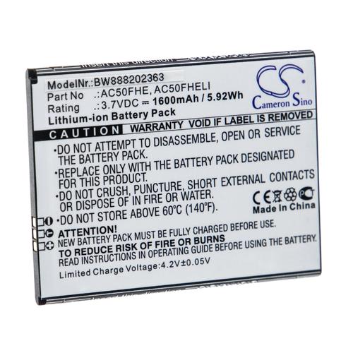 Vhbw Batterie Remplacement Pour Archos Ac50fhe, Ac50fheli Pour Smartphone (1600mah, 3,7v, Li-Ion)