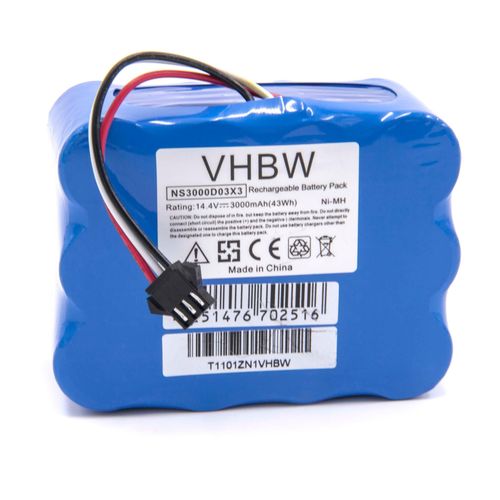 vhbw Batterie remplacement pour Klarstein NS3000D03X3, YX-NI-MH-022144-TN pour robot lectromnager bleu (3000mAh, 14,4V, NiMH)