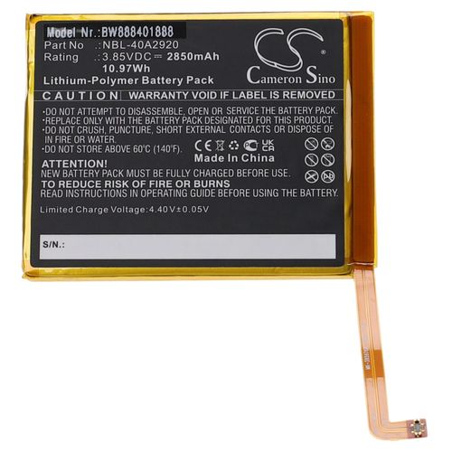 Vhbw Batterie Remplacement Pour Tp-Link / Neffos Nbl-40a2920 Pour Tlphone Portable (2850mah, 3,85v, Li-Polymre)